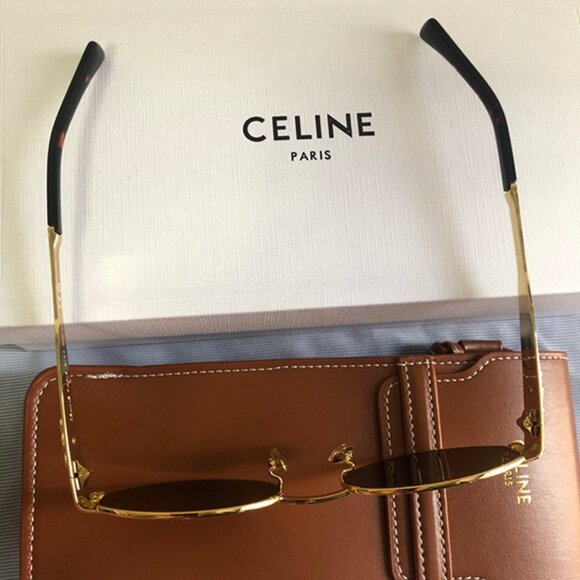 Celine Triomphe Gold Metal Sunglasses with Green Lenses - Picture 5 of 5